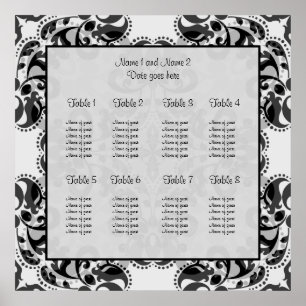 Victorian damask wedding seating poster
