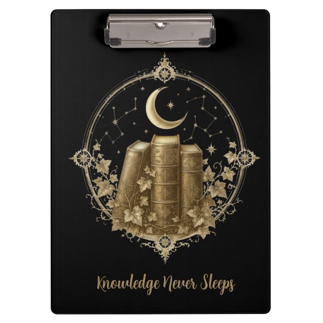 Victorian Dark Academia Books & Moon Journal  Clipboard (Front)