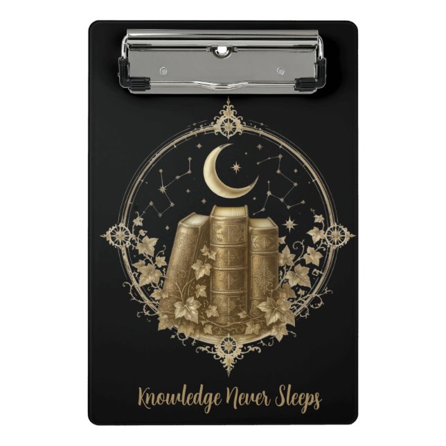 Victorian Dark Academia Books & Moon Journal  Mini Clipboard (Front)