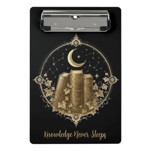 Victorian Dark Academia Books & Moon Journal  Mini Clipboard (Front)