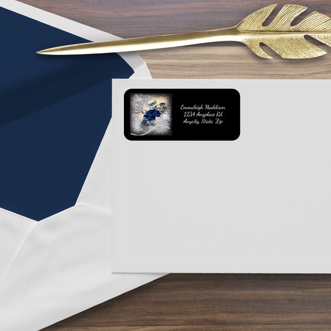 Victorian Dark Blue Rose Ephemera Label (Creator Uploaded)