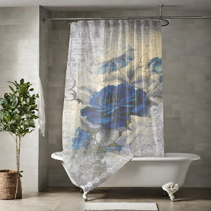 Victorian Dark Blue Rose Ephemeral Shower Curtain