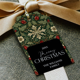 Victorian Dark Botanical red berries Christmas Gift Tags