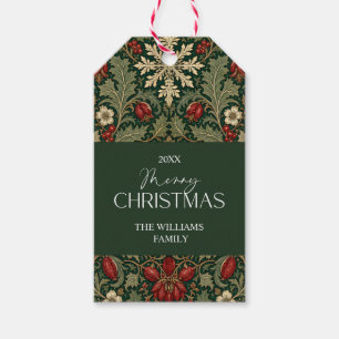 Victorian Dark Botanical red berries family name Gift Tags