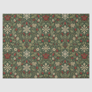 Victorian Dark Botanical red berry William Morris Tissue Paper