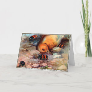 Victorian Dead Bird with Bugs Christmas Card