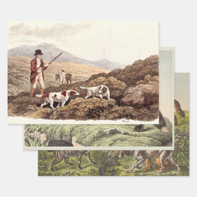 Victorian Dog Prints Wrapping Paper Sheet (Set)