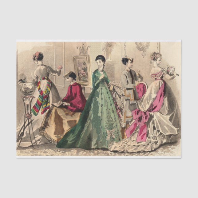 Victorian Dress With Pink Bow Tissue Paper (Front)