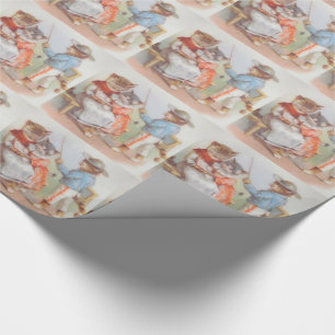 Victorian dressed kitty cats wrapping paper