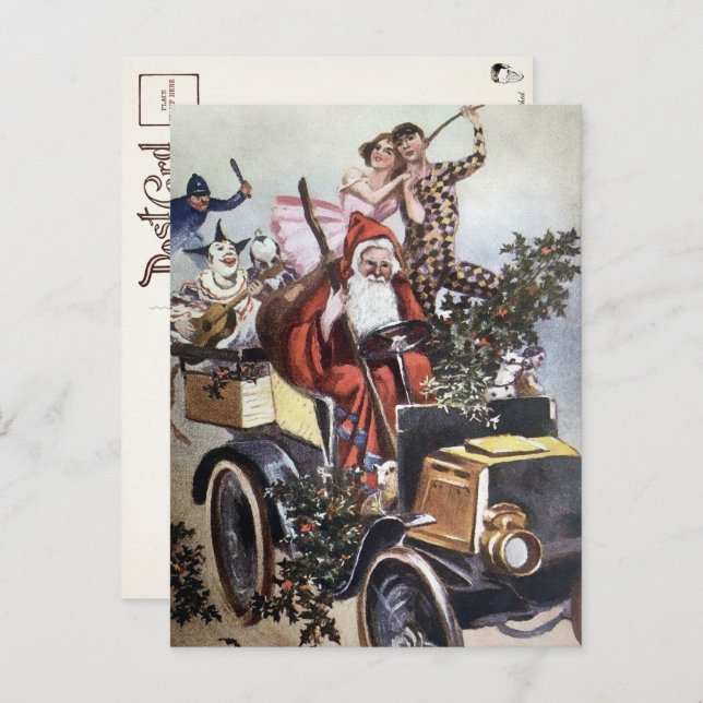 Victorian Driving Santa Postcard (Front/Back)