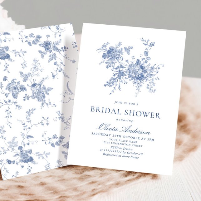 Victorian Dusty Blue French Garden BRIDAL SHOWER Invitation (Creator Uploaded)