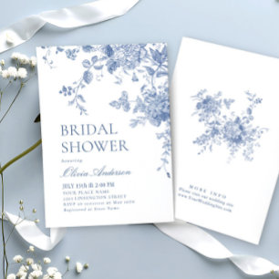 Victorian Dusty Blue French Garden BRIDAL SHOWER Invitation