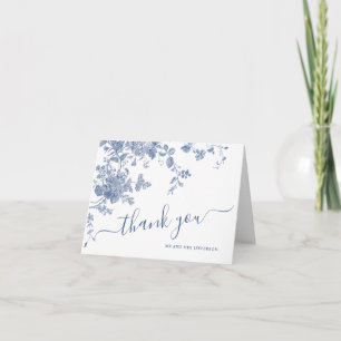 Victorian Dusty Blue French Garden Floral Wedding Thank You Card