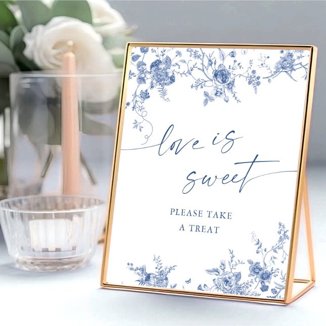 Victorian Dusty Blue French Garden Love is Sweet Poster (Creator Uploaded)