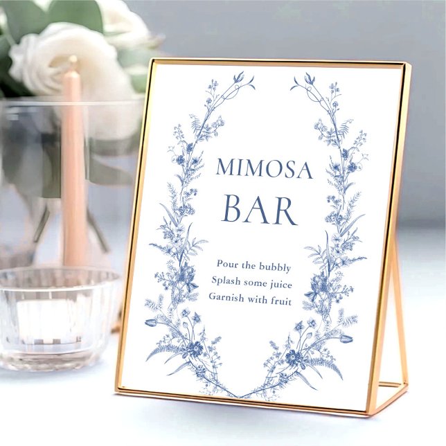 Victorian Dusty Blue French Garden Mimosa Bar Sign (Creator Uploaded)