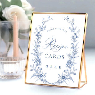 Victorian Dusty Blue French Garden Recipe Cards Poster