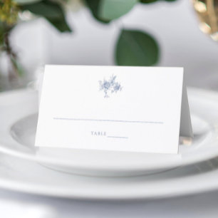 Victorian Dusty Blue Wedding Folded Place Card