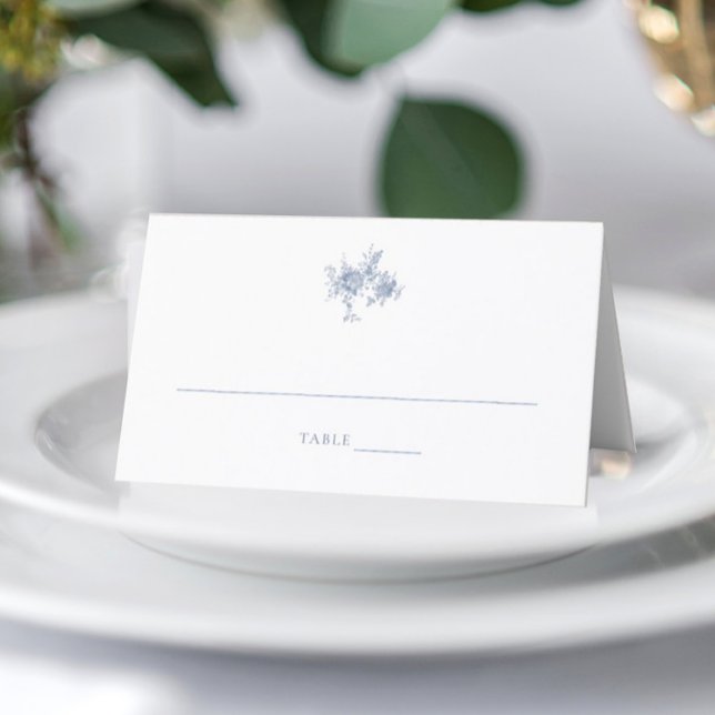 Victorian Dusty Blue Wedding Folded Place Card (Creator Uploaded)