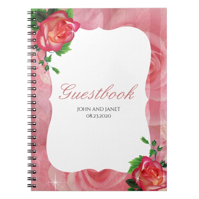 Victorian Dusty Rose Floral Wedding Notebook (Front)