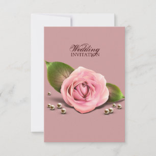 victorian dusty rose flower dusky pink wedding invitation