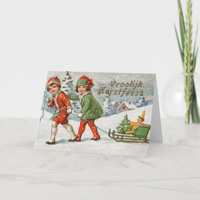 Victorian Dutch Vroolijk Kerstfeest Christmas Card (Front)