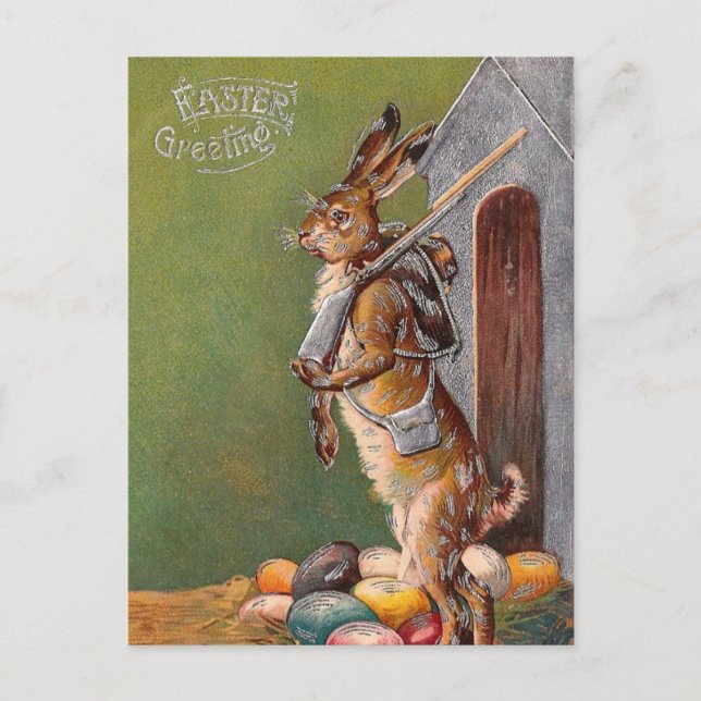 Victorian Easter Bunny Guard PC Holiday Postcard (Front)