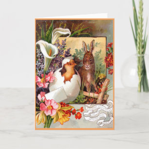 Victorian Easter Card - Bunny and Chick