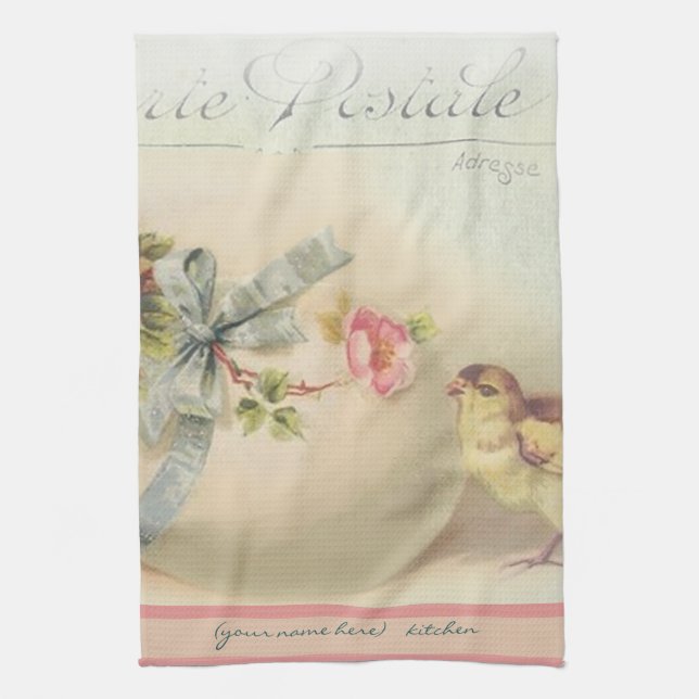 Victorian Easter chic and egg Tea Towel (Vertical)