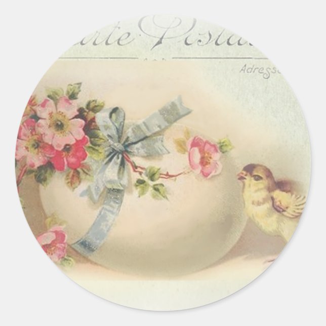 Victorian Easter chick and egg Classic Round Sticker (Front)