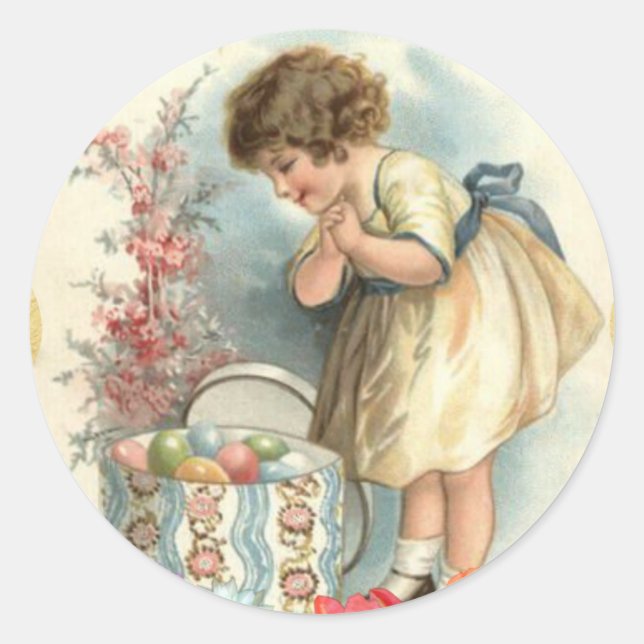 victorian easter eggs classic round sticker (Front)
