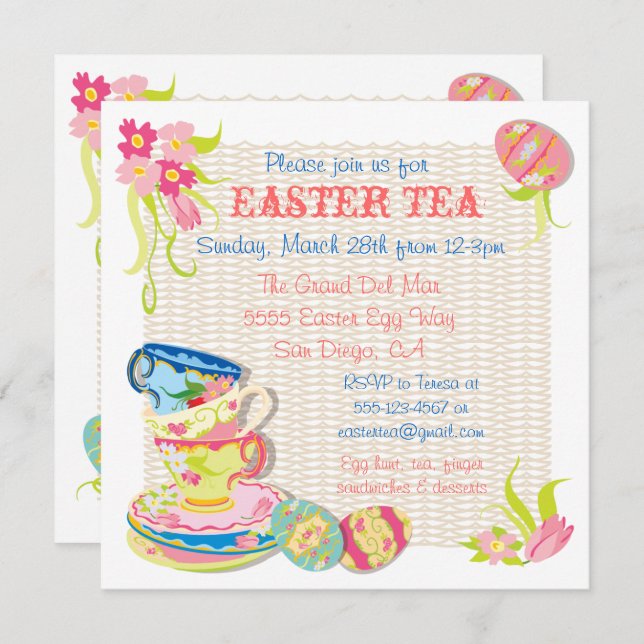 Victorian Easter Tea brunch Invitations (Front/Back)