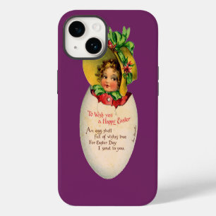 Victorian Easter, Vintage Girl with Bonnet in Egg iPhone 14 Case