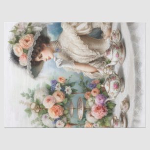 Victorian Elegance Lady at High Tea Decoupage Tissue Paper
