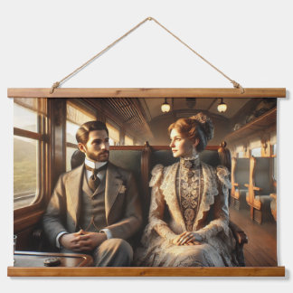 Victorian Elegance on a Train Journey Hanging Tapestry