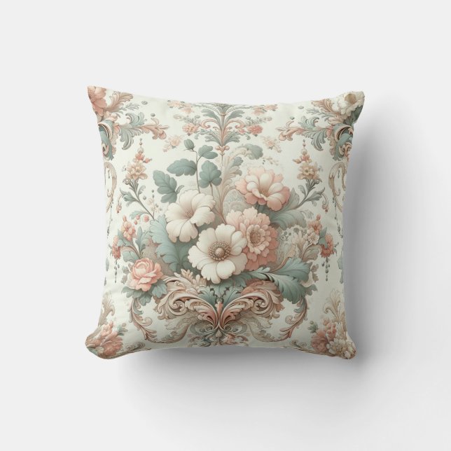 Victorian Elegance: Soft Pastel Patterns Cushion (Front)
