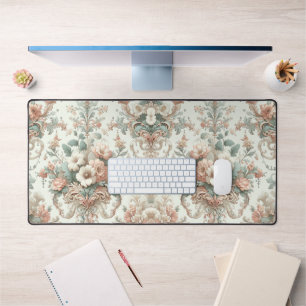Victorian Elegance: Soft Pastel Patterns Desk Mat