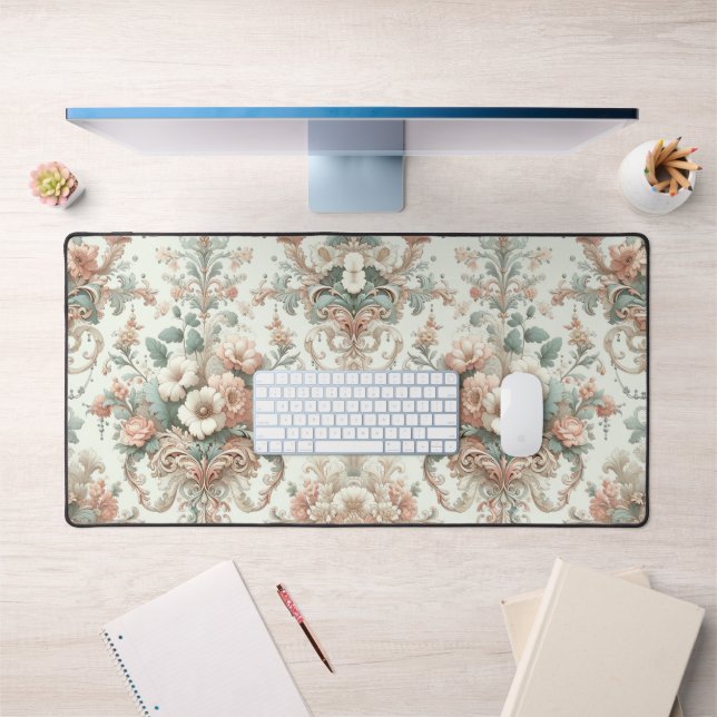 Victorian Elegance: Soft Pastel Patterns Desk Mat (Office 1)