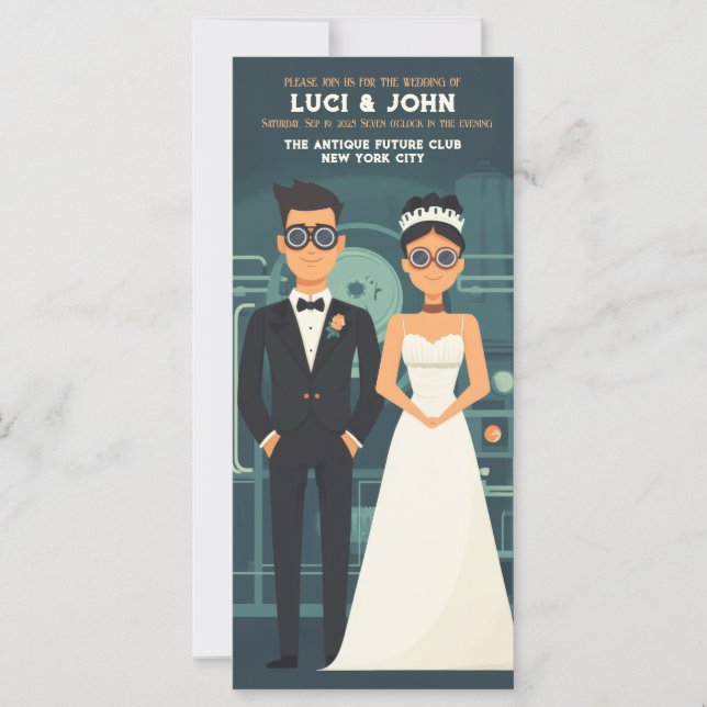Victorian Elegance: Steampunk-Themed Wedding Invit (Front)