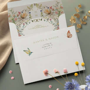 Victorian Elegance Wedding Floral Interior Envelope