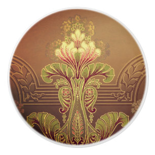 Victorian elegant floral frieze ceramic knob