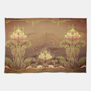Victorian elegant floral frieze tea towel