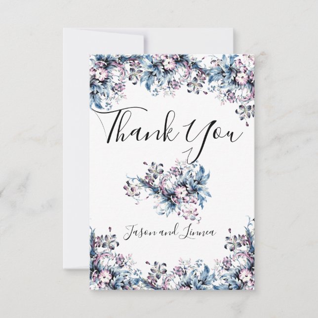 Victorian Elegant Flowers in Artdeco Style  Thank You Card (Front)