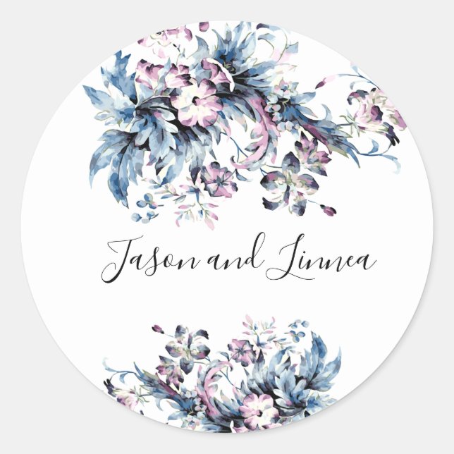 Victorian Elegant Flowers Romantic Beloved Classic Round Sticker (Front)