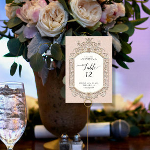 Victorian Elegant Formal Blush Pink Gold Reception Table Number