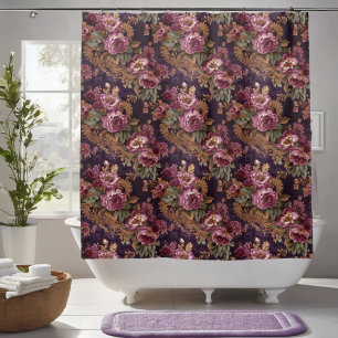 Victorian Elegant Lace Purple Roses  Shower Curtain