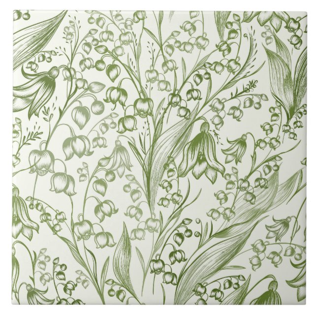 Victorian Elegant Lilly of the Valley Pattern  Tile (Front)