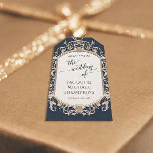 Victorian Elegant Vintage Baroque Navy Blue n Gold Gift Tags