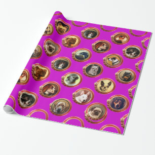 VICTORIAN ENAMELS /MINIATURE DOG PORTRAITS, Purple Wrapping Paper