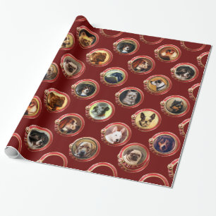 VICTORIAN ENAMELS /MINIATURE DOG PORTRAITS,Red Wrapping Paper