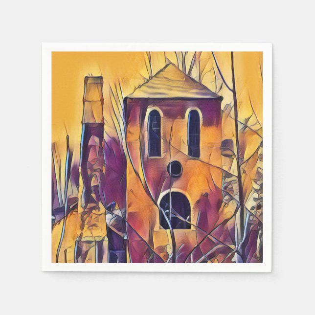 VICTORIAN ENGLAND FUNNY BUILDING NAPKIN (Front)